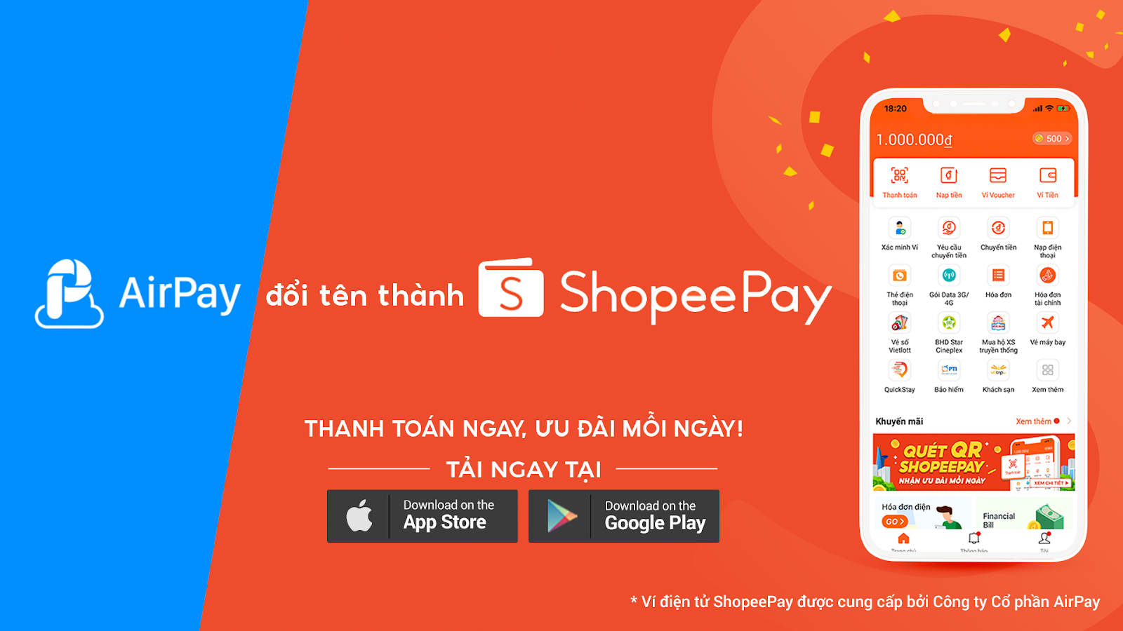 Ví điện tử AirPay đổi tên thành ShopeePay, mang ưu đãi lớn cho người dùng