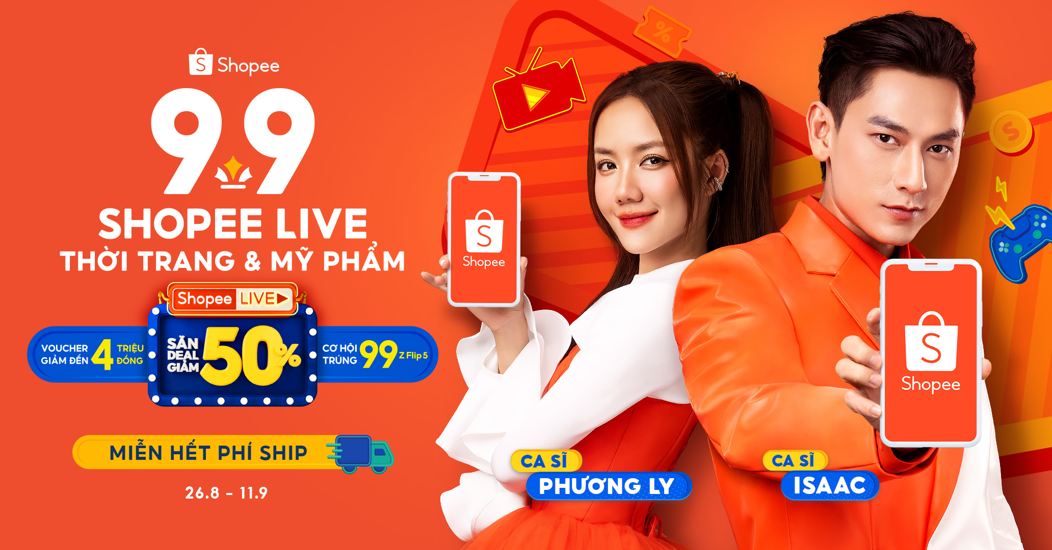 Shopee kết hợp cùng hàng loạt gương mặt giải trí tên tuổi, tung siêu ưu đãi đón siêu sale 9.9